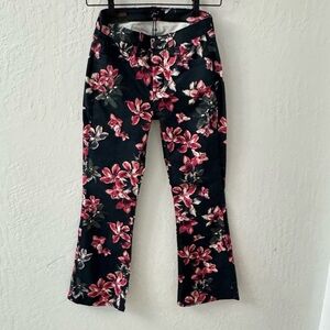 Jen7 Floral Crop Kick Pants Size 0 Pink Red
